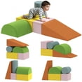 thumbnail image 1 of Qaba Climbing Toys for Toddlers, Soft Foam Climbing Blocks, Orange/Green, 1 of 10