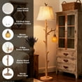 thumbnail image 3 of 62" Rustic Farmhouse Tree Trunk Floor Lamp with woven night light,4-Way Rotary Switch for Living Room Bedroom Study,2 Bulbs Included, 3 of 7
