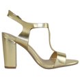 thumbnail image 3 of Delicious Shoes Women Ankle Strap Block High Heel Sandals Open Peep Toe T-Strap REGENT-S Gold Metallic 7.5, 3 of 3
