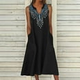 thumbnail image 2 of Maxi Dresses for Women Plus Size Retro Sleeveless V Neck Long Tank Dress Fashion Vintage Printed Midi Dresses with Pockets Loose Casual Flowy Summer Beach Dress Daily Lounge Dresses, 2 of 4
