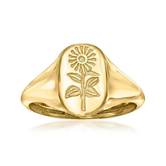 Ross-Simons Italian 14kt Yellow Gold Sunflower Signet Ring, Women's, Adult