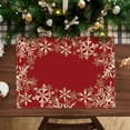 thumbnail image 2 of Red Snowflakes Christmas Winter Xmas Cloth Placemats Set of 4 Table Mats Table Decorations 12x18 Inch, 2 of 6