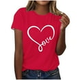 thumbnail image 2 of mihongmao Valentine Tee Shirts for Women Lover Printed T-shirt Round Neck Short Sleeved Top Red 3X, 2 of 5