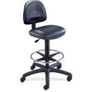 Safco Fabric Swivel and Adjustable Footring Drafting Chair, Black