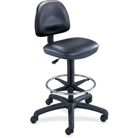 Safco Fabric Swivel and Adjustable Footring Drafting Chair, Black