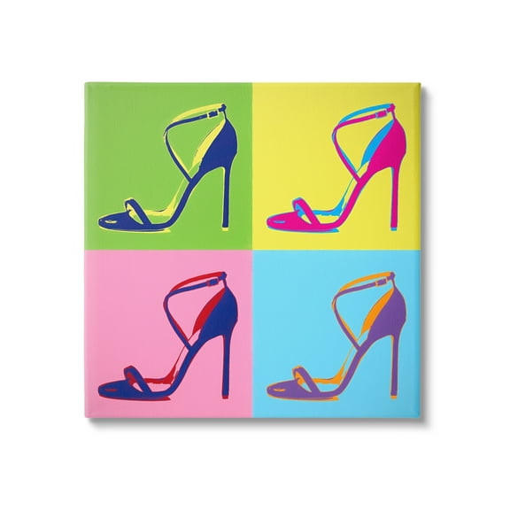 Stupell Industries Pop Style High Heel Shoe Vivid Square Blocks Canvas Wall Art, 17 x 17, Design by Daniel Sproul
