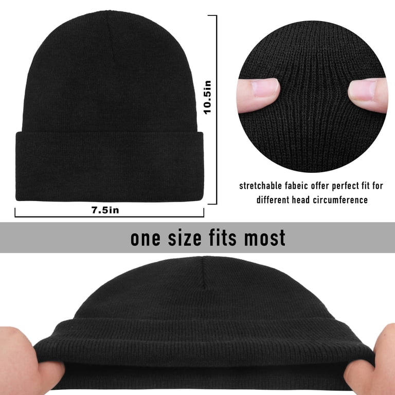 Thick Knitted Beanie 3 Pack Unisex Cuffed Skull Cap Winter Hat Embroidered Skull Beanie: Unisex Knit Winter Hat - Etsy main image 3