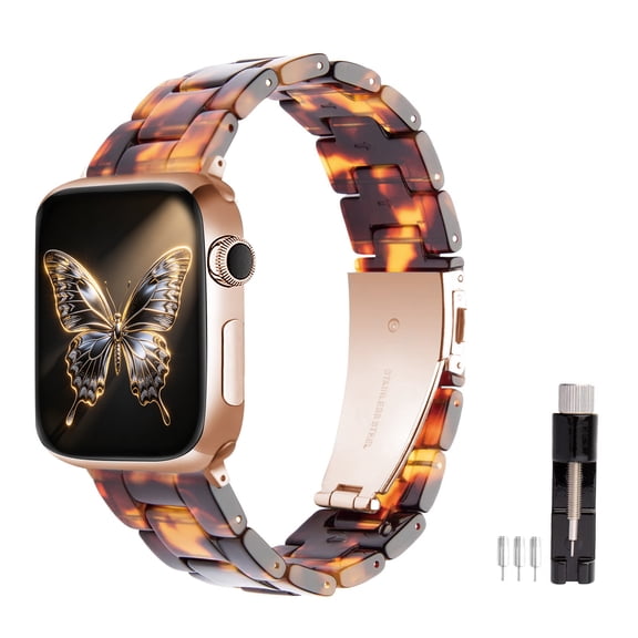 SEURE Resin Band Compatible with Apple Watch Band 38mm/40mm/41mm/42mm,Fashion Lightweight Replacement Strap for iWatch Series S11/10/9/8/7/6/5/4/3/2/1SE Women Men Amber Brown