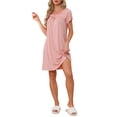 thumbnail image 4 of INSPIRE CHIC Women's Ruffle Nightgowns Ruffle Trim Cute Sleepshirts Summer Nightshirt Midi Shorts Sleeve Sleep Dress M Pink, 4 of 6