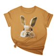 thumbnail image 1 of Tops de Cuello Alto para las Mujeres Amante Impreso Camiseta Cuello Redondo Manga Corta, Poliéster Spandex, 1 of 7