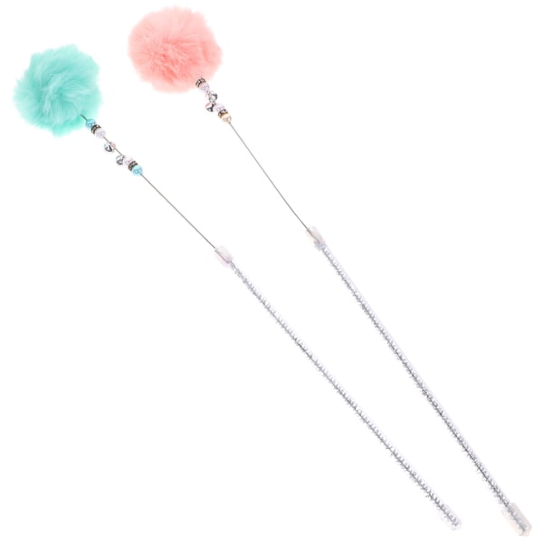 2 piezas Cat Cat Stick Plush Ball Ball Bolsing Sticks Interactive Wand Toys Color aleatorio