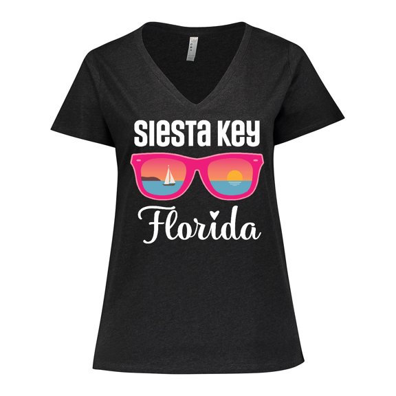 Inktastic Siesta Key Florida Beach Trip Women's Plus Size V-Neck T-Shirt