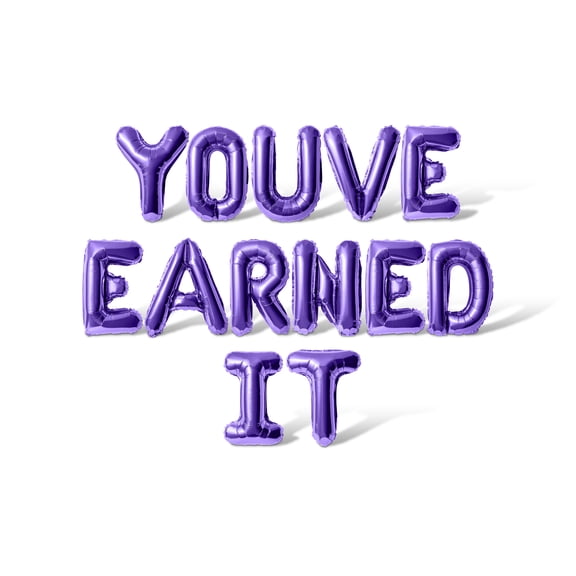 Letter Balloons - YOU EARNED IT 16" Inch Alphabet Letters Foil Mylar Balloon Graduation Day Party Banner (Purple)