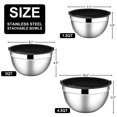 thumbnail image 2 of Nesting Stainless Steel Mixing Bowls with Lids, 6-Piece Metal Bowls Set for Baking Cooking Salad Prep, Airtight Storage & Space Saving, 4.5 3 1.5 QT (Black), 2 of 6