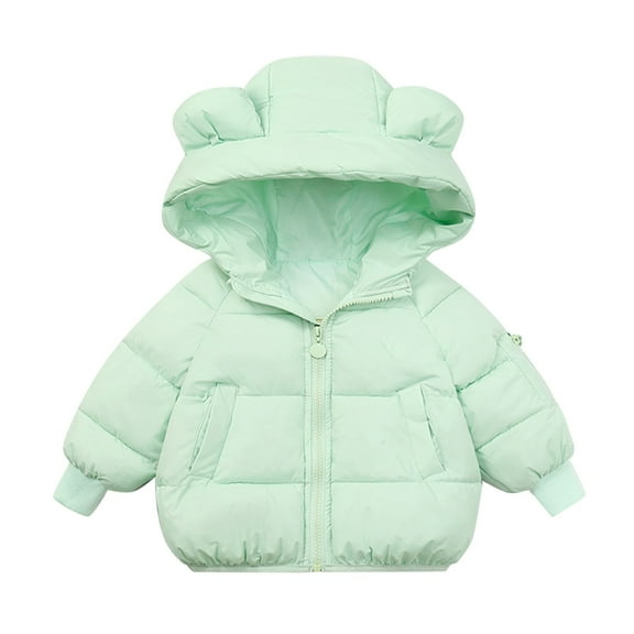 Ruyang Kids Bear Puffer Jacket Baby Boys Girls Winter Warm Cute Down Coat Padded Thermal Zip Up Puffy Quilted Outwear