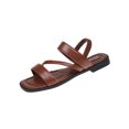 thumbnail image 2 of Viluyesy Flat Sandals for Womens, Soft Sole Square Toe Wide Width Summer Casual Beach Shoes Brown US6.5, 2 of 9