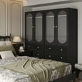 thumbnail image 7 of VoirStar 2 Door Armoire with 3 Drawers Black Freestanding Closet Wardrobe, 7 of 7