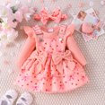 thumbnail image 2 of CAICJ98 Baby Girl Clothes Fall Winter Outfit Long Sleeve Ruffle Romper Plaid Skirt Bow Headband 3 Pcs Set (Red,6-12 Months), 2 of 8