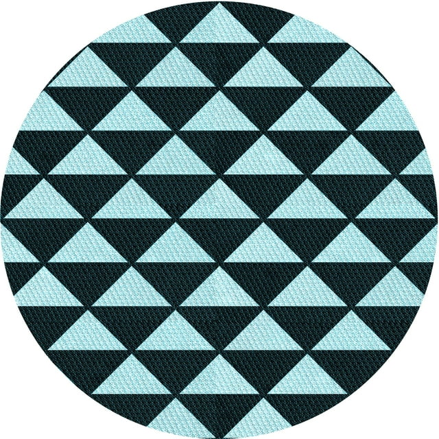 Ahgly Company Tapis Rond Lavable en Machine Intérieur Transitionnel Vert Sarcelle Profond, 7 Pieds Rond