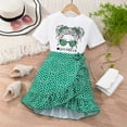 thumbnail image 2 of TAIAOJING Toddler Children Girls Short Sleeve Cartoon Prints Bowknot T-Shirt Tops Skirts Outfits Sets Stylish 6-7 Y, 2 of 7
