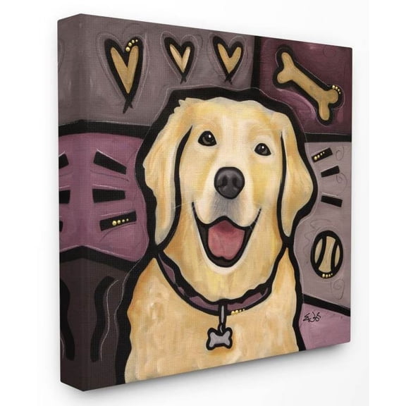 Stupell Industries Pink Purple Golden Labrador Dog Pet Painting Canvas Wall Art by Eric Waugh