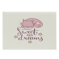 thumbnail image 1 of Saying Cutting Board, Sleeping Cartoon Cat with Stars Clouds on a Pastel Background, Decorative Tempered Glass Cutting and Serving Board, Large Size, Dried Rose Pale Pink, by Ambesonne, 1 of 1
