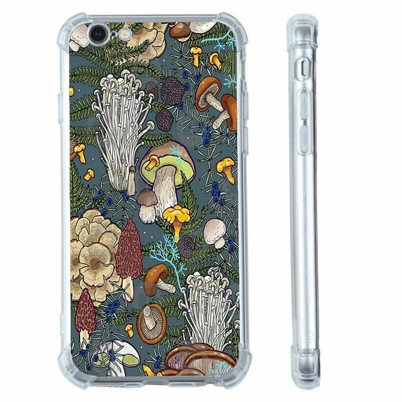 Mushroom Forest Case for iPhone SE/8/7,Aesthetic Art Design Pattern Soft TPU Bumper Case Cover