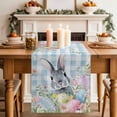 thumbnail image 2 of Table Runner - 72 Inch Long, Easter Kitchen Dining Table Runner Dresser Scarves, Spring Rabbit Eggs Flowers Herbs Blue Plaid Farmhouse Decor for Coffee Tables Wedding Party Banquet, 2 of 8
