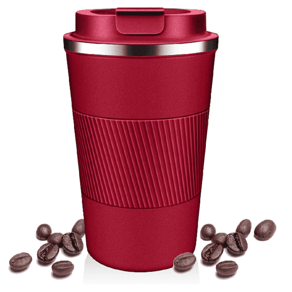 CEZOUAE 17oz Stainless Steel Travel Coffee Mug, Non-Slip Silicone Sleeve Tumbler with Pressure Relief Flip Lid, Double Wall Vacuum Cup Fits Car Cup Holder for Hot Cold Drinks RED