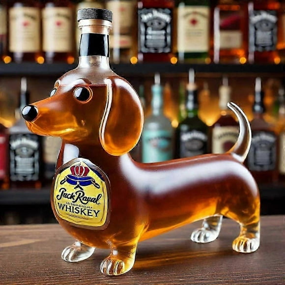 Funny Dachshund Dog Whiskey Decanter Bottle, Glass Dachshunds Statue Wine Bottles, Dachshunds Decanter Decoration for Bar Home Office
