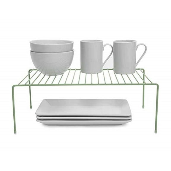 Smart Design Cabinet Storage Shelf Rack - Large (8.5 x 16 Inch) - Steel Metal Wire - Cupboard, Plate, Dish, Counter & Pantry Organizer Organization - Kitchen [Light Green]