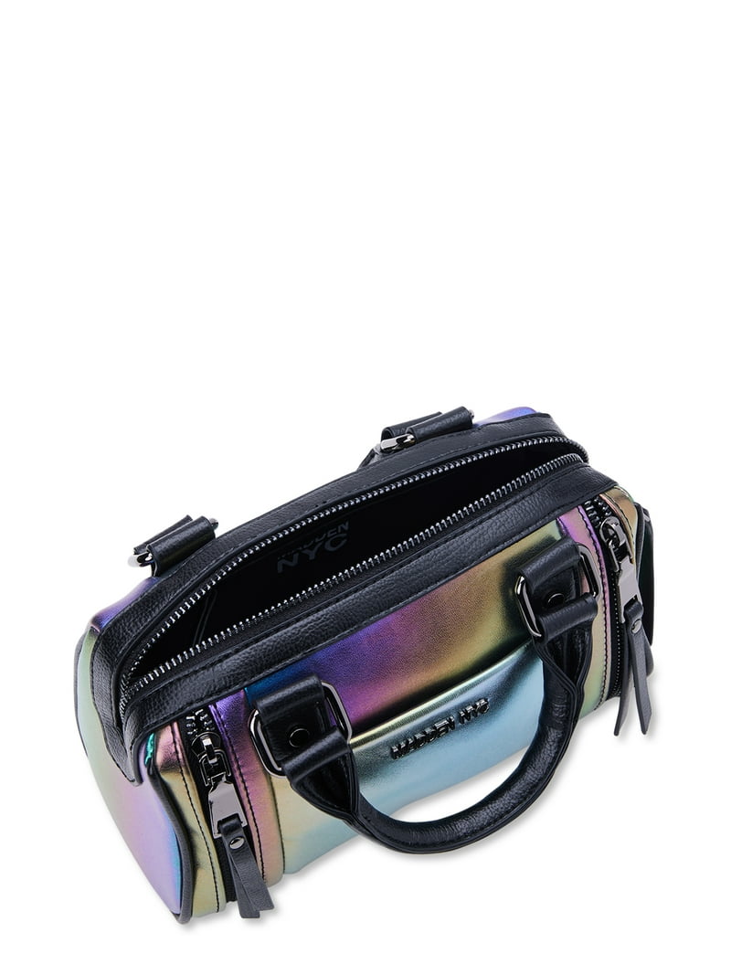 Madden NYC Women's Multi Zipper Barrel Handbag, Oil Slick