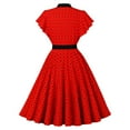 thumbnail image 3 of New Summer Arrivals SMihono Women's Ruffle Sleeves Bow Tie Polka Dots Vintage Dress Belted High Waist Pleated Hem Summer Fashion Prom Dress Red XXL, 3 of 3