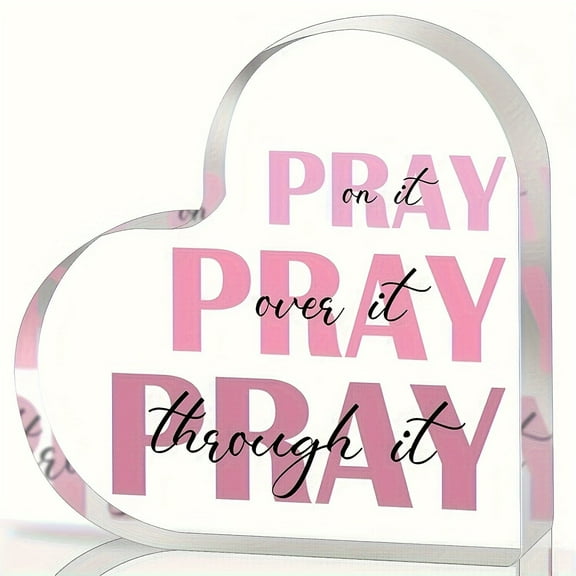 Inspirational Heart-Shaped Acrylic Sign With Bible Verses - Pink Christian Prayer Decor Perfect Gift For Women Faith & Mental Health Keepsake For Home And Office Desk