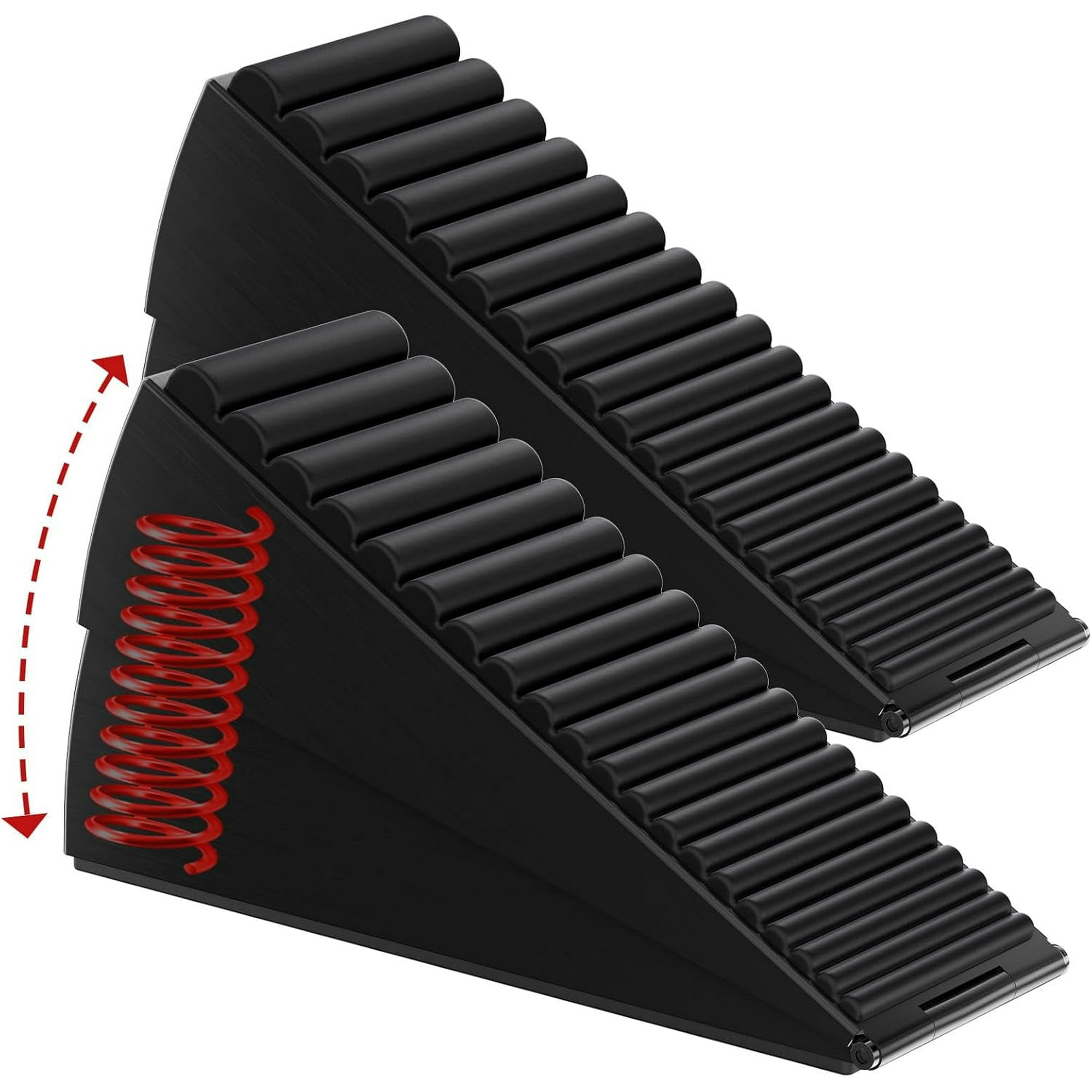 2 pack Heavy Duty Door Stopper, Adjustable Spring Large Stopper, 3 inches High Tall Wedge Stoppers for Bottom of Door, Door Stop Suits Any Heavy Door,Doorstops,Black