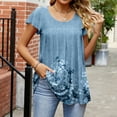 thumbnail image 5 of Camisetas con estampado de cuello redondo para mujer Elegantes camisetas informales de primavera y verano con cuello en V y manga Ruck Blusa Tops Camisa de manga corta OAVQHLG3B Store  lin121212, 5 of 5
