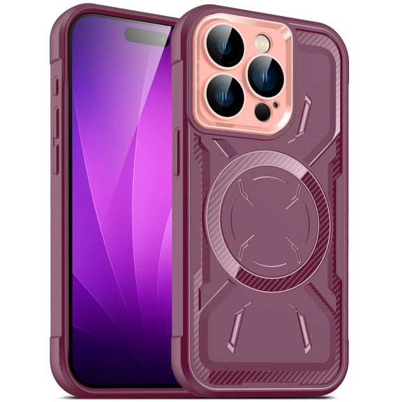 Magnetic Case for Apple iPhone 13 Pro, iPhone 13 Pro Cover with Camera Lens Protector, Wireless Charging Rugged Hybrid Protective Shockproof Phone Case for Apple iPhone 13 Pro- Winered