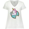 thumbnail image 3 of Inktastic Unicorn Donut Women's Plus Size V-Neck T-Shirt, 3 of 5