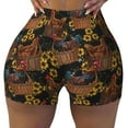 thumbnail image 2 of Picia Embroidery Chicken Rooster And Sunflowers Printed Workout Shorts for Women Seamless Scrunch Butt Lifting High Waisted Yoga Gym Booty Running Moisture-wicking Short Pants-, 2 of 9