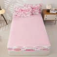 thumbnail image 4 of Manfei Pink Rose Floral Bow Zipper Full Size Comforter Sets with Fitted Sheet and 2 Pillowcases For Girl,Watercolor Bloom Flowers Zipper Bedding Set,Pink Reversible,4 Pieces, 4 of 7