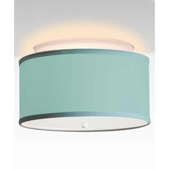 Moderne Flush Mount Conversion Kit 14"w Island Paradise Blue Drum Lampshade