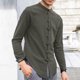 thumbnail image 1 of pstuiky manga larga para hombre, Camisa informal de manga larga con cuello alto y botones especiales de color sólido para hombre. Tops de talla grande para hombre m, 1 of 6