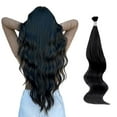 thumbnail image 1 of Abh Amazingbeauty Extensiones de cabello natural Remy sedoso y sedoso invisibles, extensiones de cabello con punta I, extensiones de cabello humano, color liso, 1 color negro azabache, 1.76 oz, 50 heb, 1 of 1