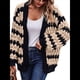 thumbnail image 2 of Suéter de Invierno de Punto Holgado con Rayas y Mangas Farol para Mujer, Moda de Otoño Albaricoque Negro M, 2 of 9
