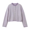 thumbnail image 4 of GEWSEY Womens Striped Cardigan Sweater Casual Crew Neck Open Front Button Down Long Sleeve Knit Sweaters Fall Outerwear (Purple, XL), 4 of 4