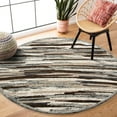 thumbnail image 3 of Ox Bay Talia 4' Round Gray/Black Camo Stripe Wool Indoor Area Rug, 3 of 7