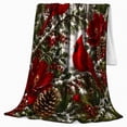 thumbnail image 2 of Red Cardinals Among Winter Blossoms for Birdwatchers And Gardeners, Detailed Naturalistic Winter Illustration Home Decor for Living Room and Bedroom, Christmas Gift and Cozy Flannel Blanket, 2 of 7