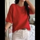 thumbnail image 5 of Suéteres de Verano para Mujer, de Corta, Cuello Redondo, Ligeros, Holgados, Elegantes, Informales, Tipo Blusa Rojo XL, 5 of 7