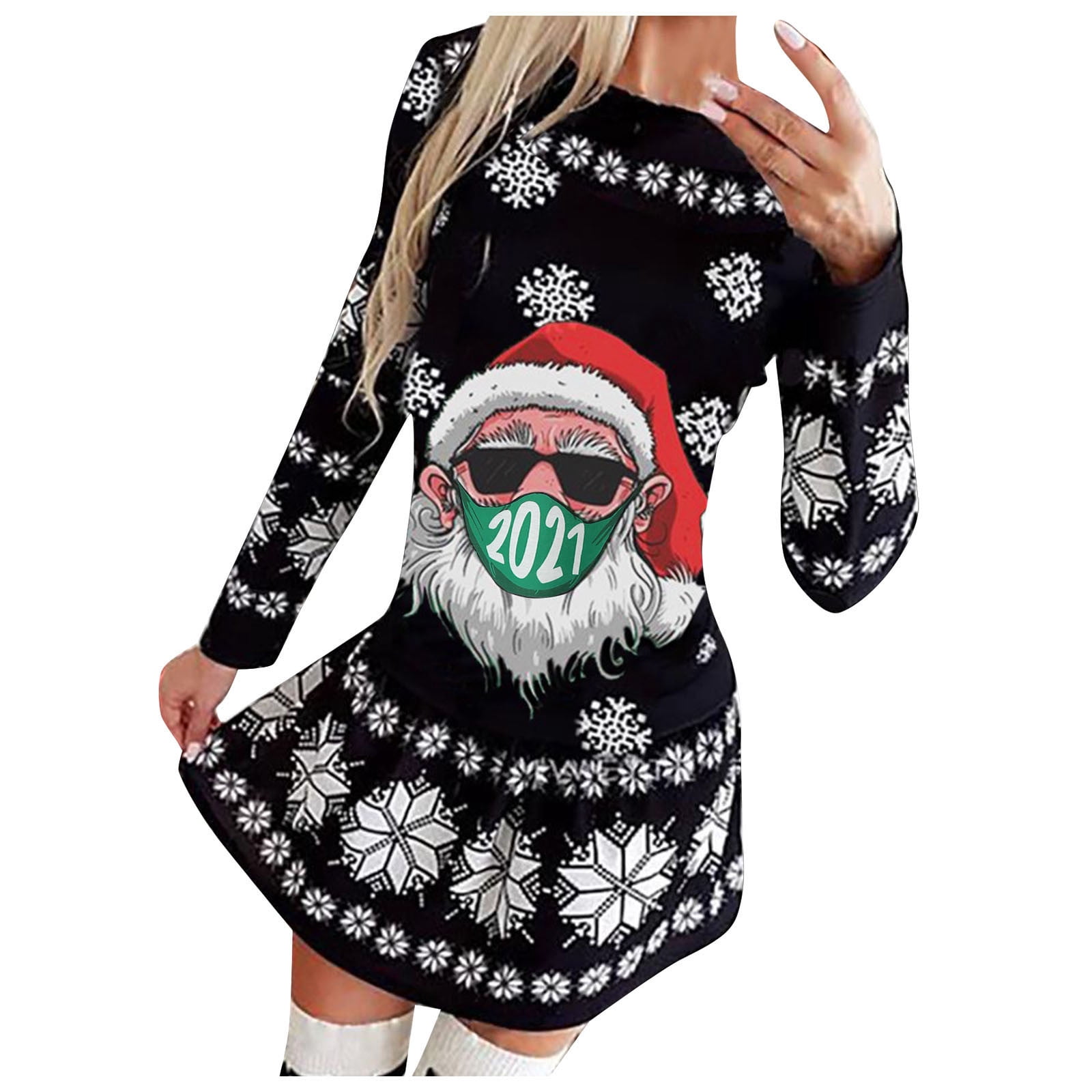 Women Christmas Striped Print Mixed 