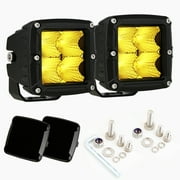 Biglion.x 3 inch LED Cube Lights Offroad Driving Work Fog Yellow Amber Spotlights Square Pods Lights 8000LM IP68 IP69K Universal